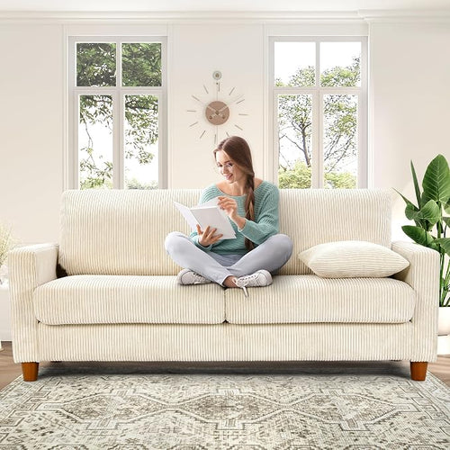 70in Corduroy Couch, Kidirect Sofa No Tool Assembly, Comfy Couches by Kidirect