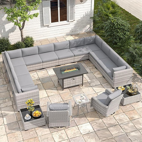 14-Seat Outdoor Wicker Patio Furniture Set by MASIONBACKYARDS