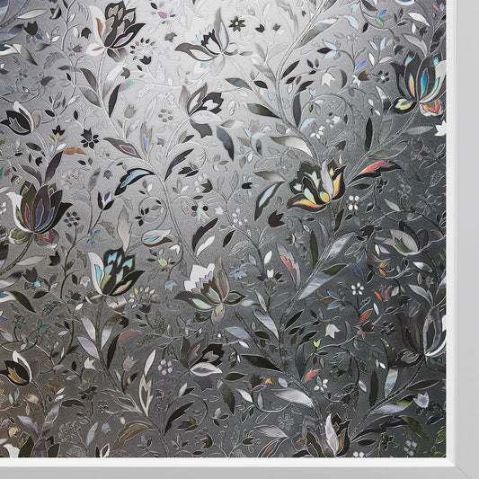 Kromapolis Window Film, Window Privacy Film Frosted, Vinyl Glass Covering, Stained Glass Decorative Film, Static Window Clings, Non-Adhesive (Grayish Black, 23.6 x 78.7 inch)