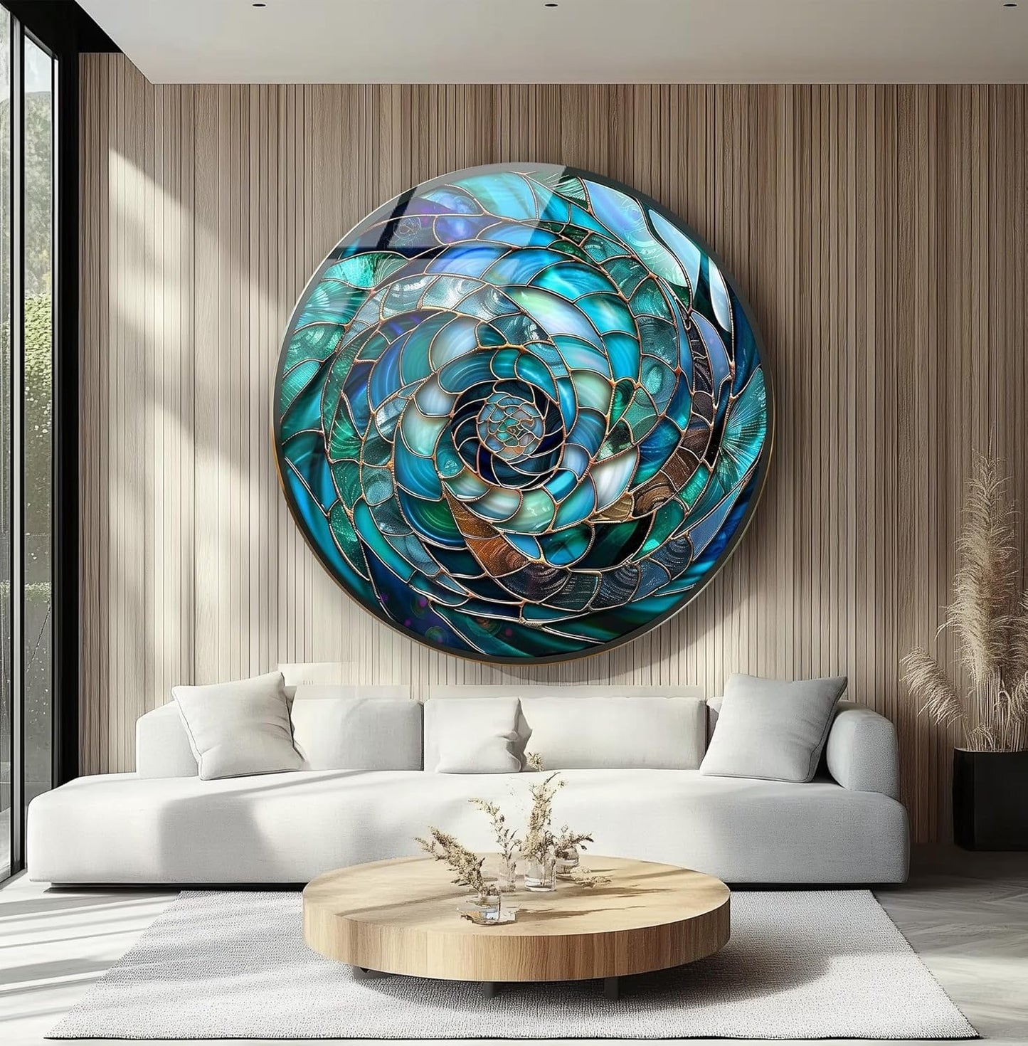 My Photostation.com 20''(50cm) Diameter Ocean Vortex Spiral Round Glass Wall Art Tempered Glass Printing Wall Decor Large Wall Art Wall Hangings