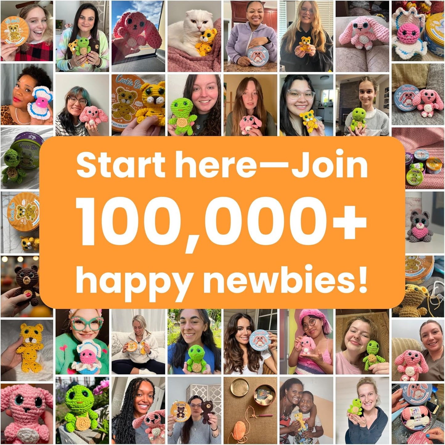 Cookie Box Crochet Kit for Beginners – Gift Set to Make Bear Bruno Amigurumi Plushie – Easy DIY Crochet & Knitting Starter Kit with Video and PDF Tutorials