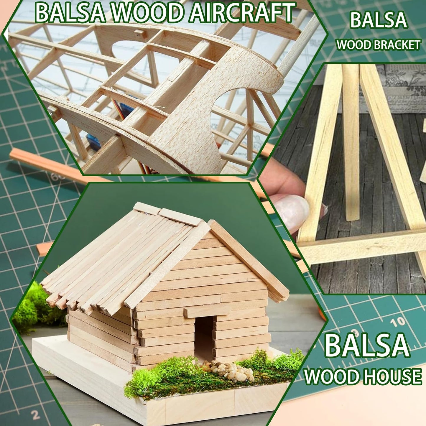 Premium 1/4" x 12" Balsa Wood Sticks 50pcs - Square Unfinished Lightweight for Architectural Models, DIY Crafts