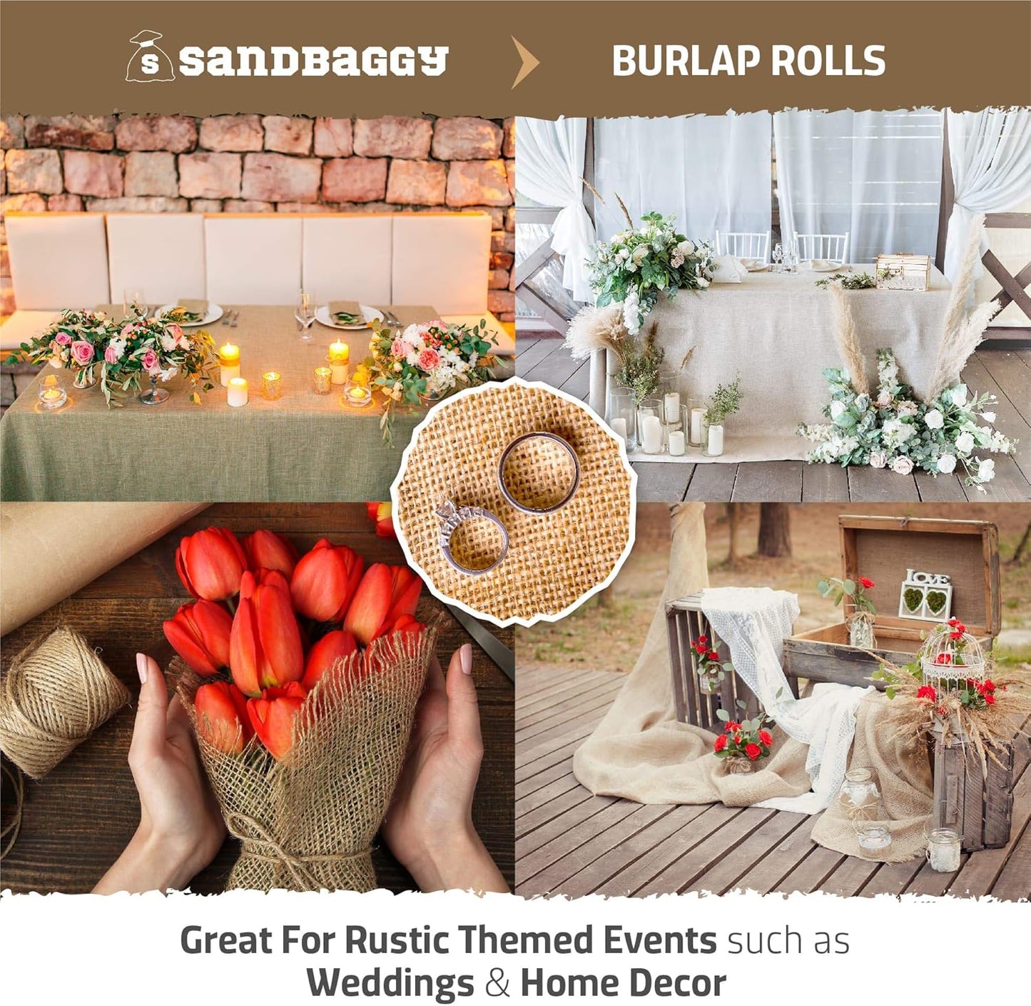Sandbaggy Burlap Fabric Roll | 40 Inch by 300 ft | Great for Garden, Yard, Wedding, Craft, Decorating Tables | Constructed from Industrial Grade Burlap Fiber | 30% Thicker Than Competition (1 Roll)
