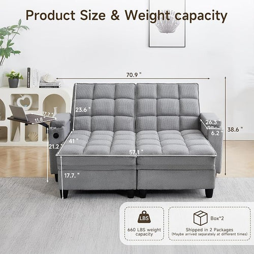 70.9" Chaise Lounge Chair Indoor, Oversized Boucle Upholstered Sofa Bed - Image 2