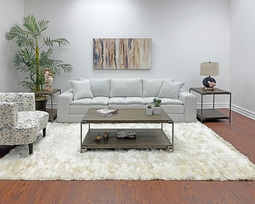 50 inch Wood Coffee Table with Removable Casters, Industrial Living Room Center - Image 2
