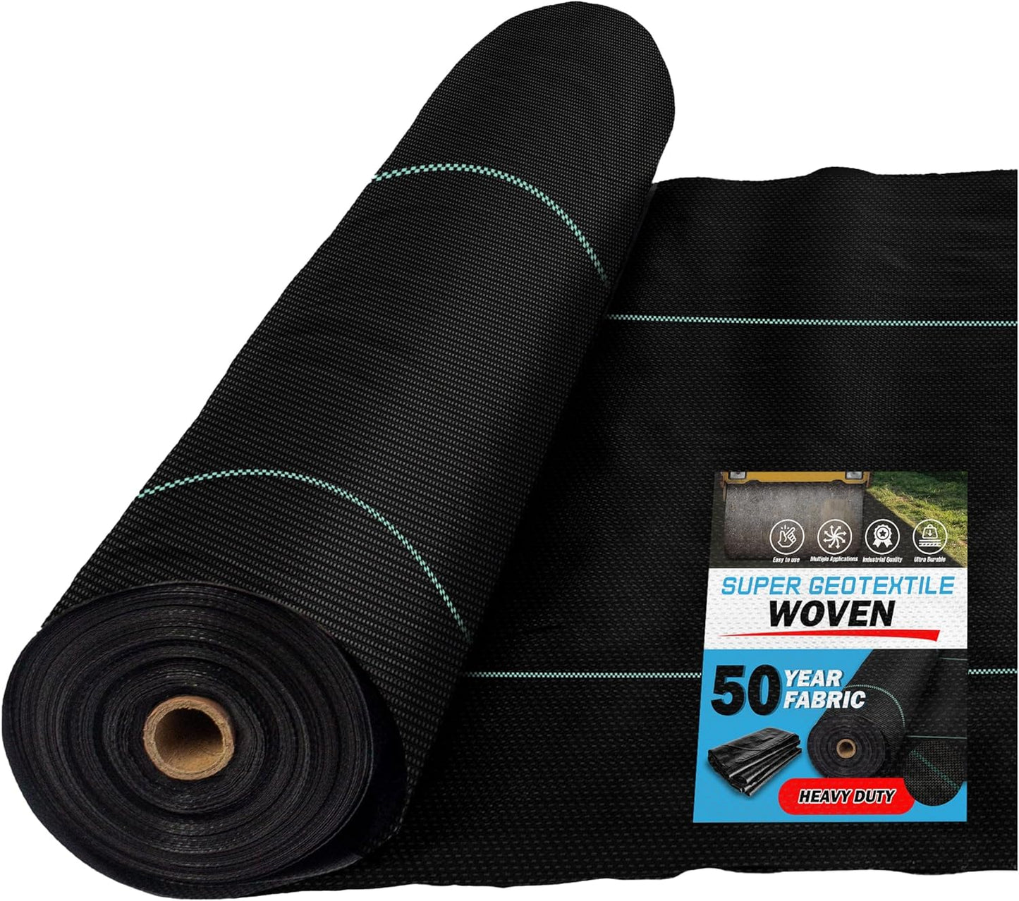 Woven Geotextile Fabric for Driveway and Road Stabilization, Construction Underlayment, Erosion Control, Commercial Grade 50 Year for Gravel Roads and Pavers (6x100)