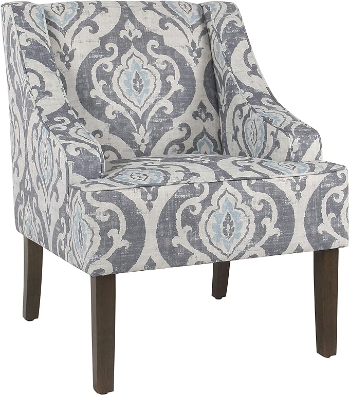 HomePop Velvet Swoop Arm Accent Chair, Suri Blue by HomePop