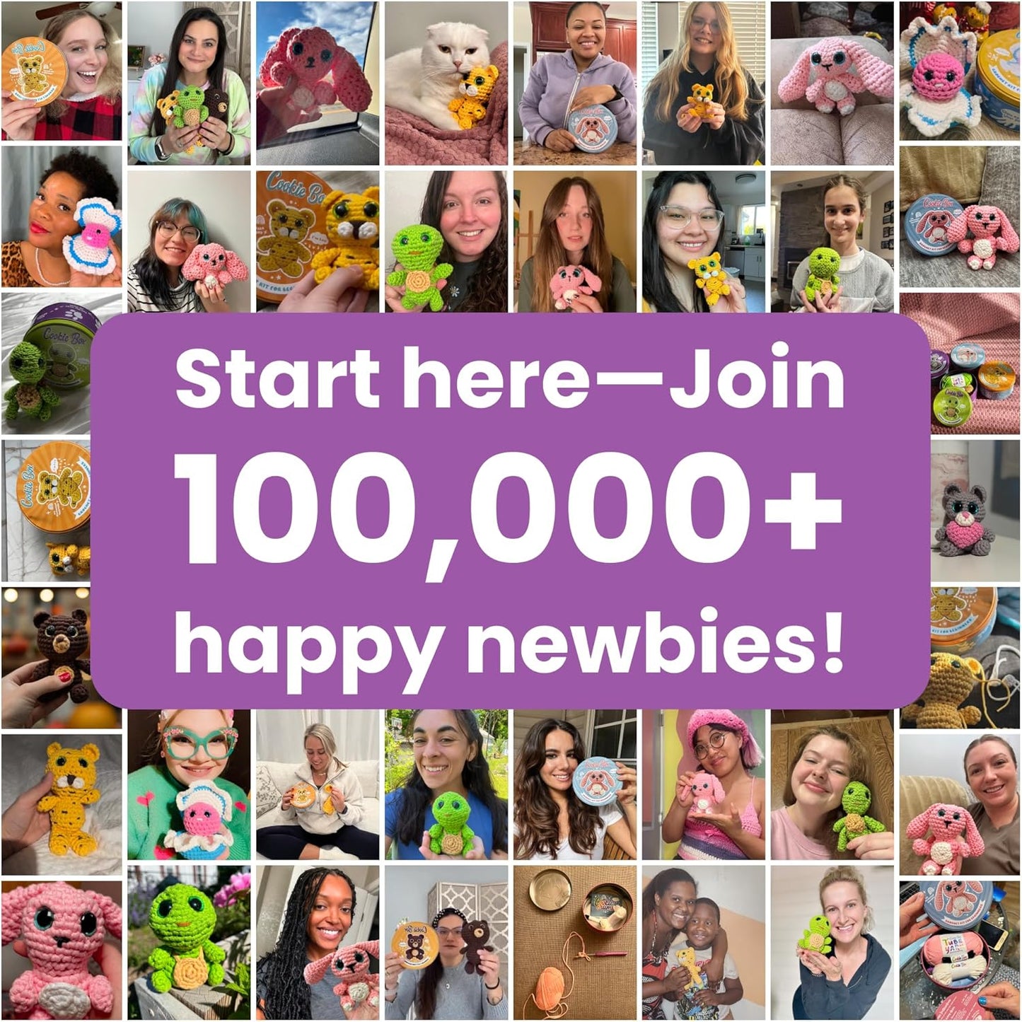 Cookie Box Crochet Kit for Beginners – Gift Set to Make Turtle Hugo Amigurumi Plushie – Easy DIY Crochet & Knitting Starter Kit with Video and PDF Tutorials