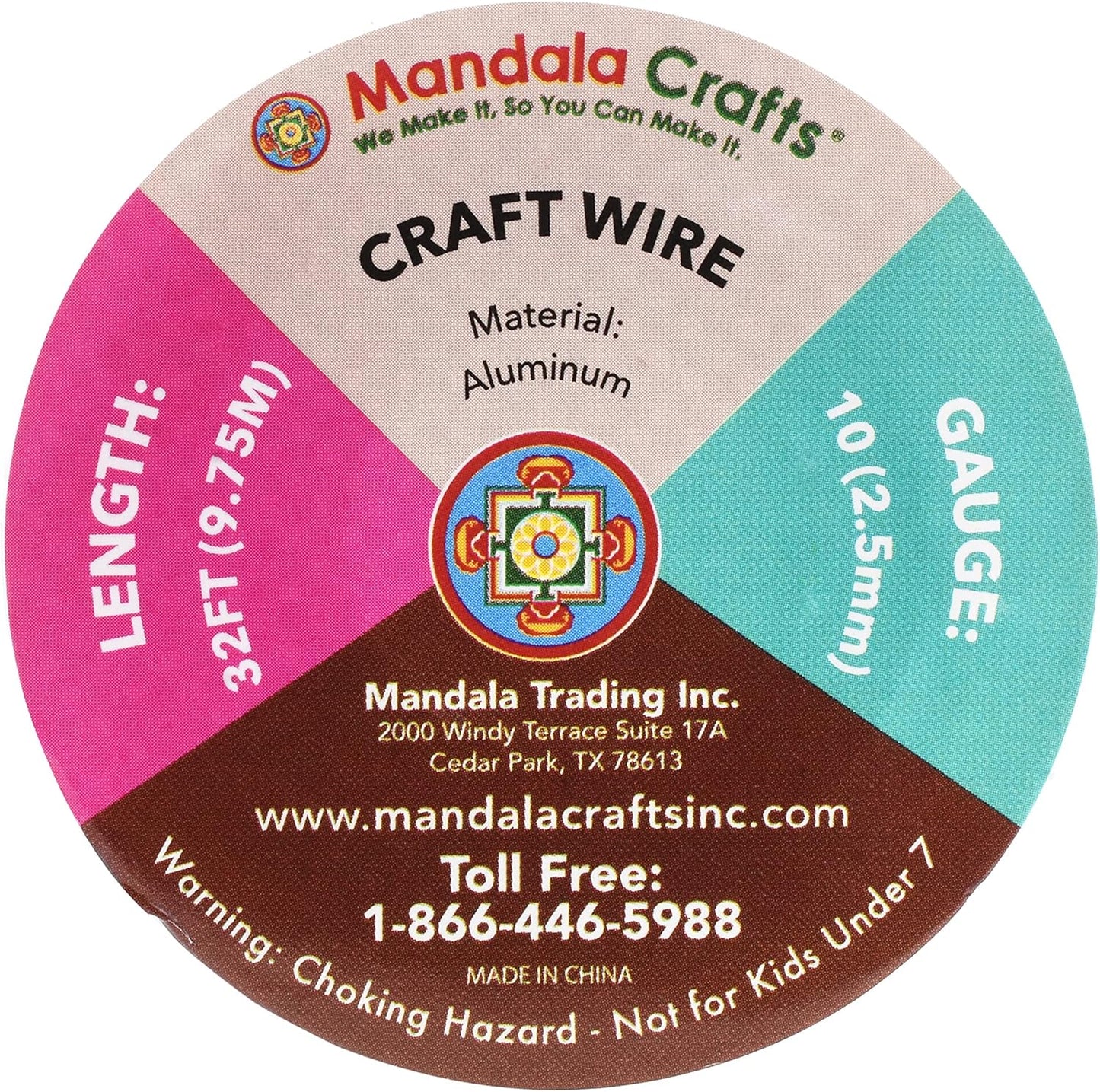 Mandala Crafts 10 Gauge Anodized Aluminum Craft Wire for Jewelry Making - 32 FT Colored Flexible Bondi Blue Wire - Bendable for Bonsai Armature Crafting Sculpting