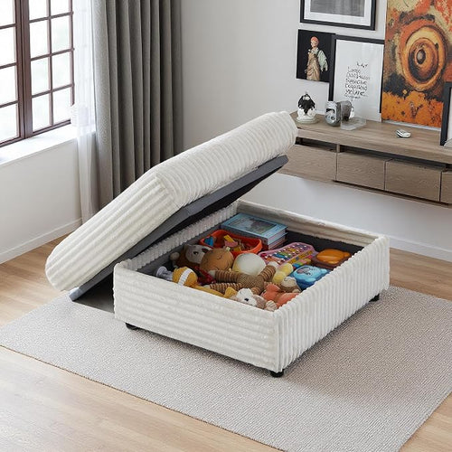 35.3" Corduroy Ottoman with Storage Oversized Ottoman by Cozelegti