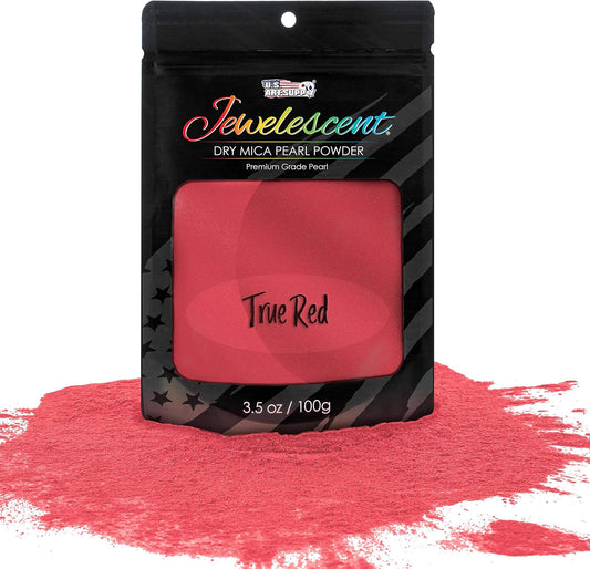 U.S. Art Supply Jewelescent Mica Pearl Pigment Powder, True Red 3.5 oz (100g) Pouch - Cosmetic Grade, Epoxy Resin Color Pigment, Mica Powder for Resin, Soap, Slime, Candle Dye, Art, Crafts