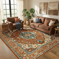 RELEANY Area Rugs 5'x7' Washable Non-Slip, Floral Vintage Distress Print by RELEANY