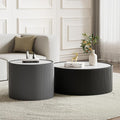 SSLine Round Drum Coffee Table Set of 2 Modern Sintered Stone Top Nesting by SSLine