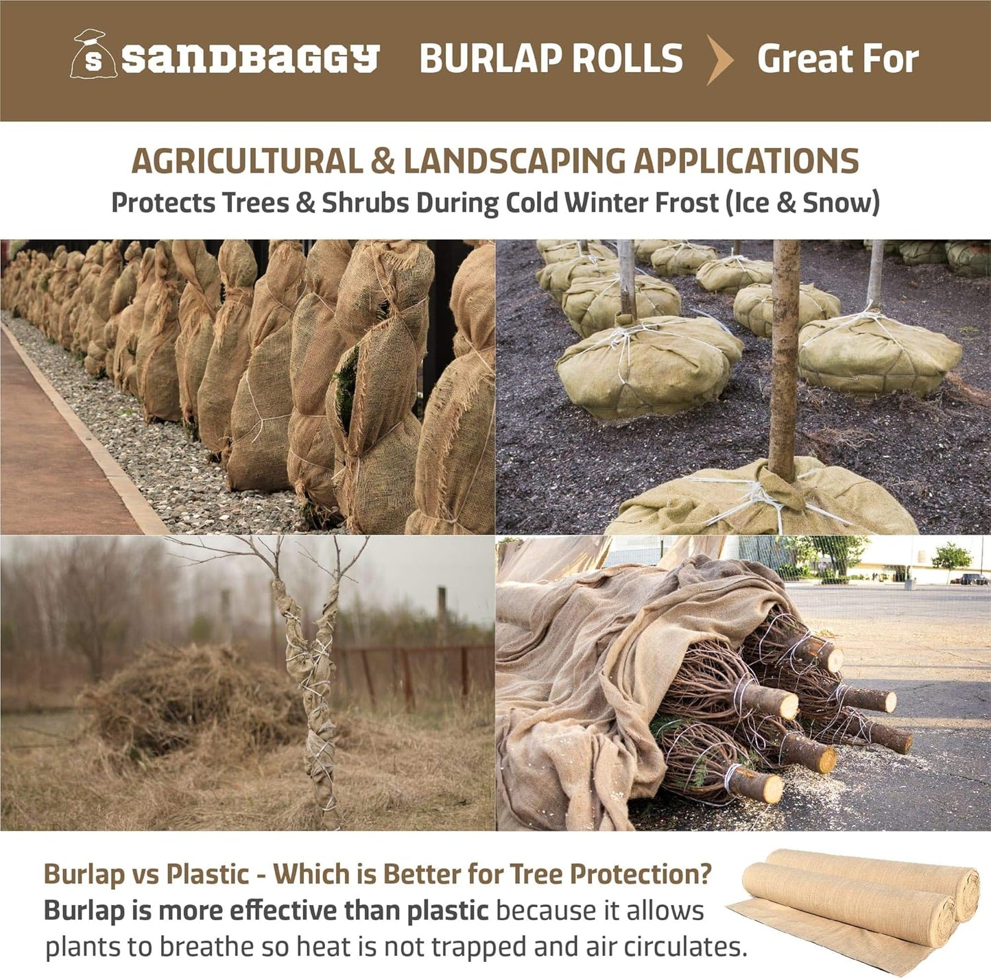 Sandbaggy Burlap Fabric Roll | 40 Inch by 300 ft | Great for Garden, Yard, Wedding, Craft, Decorating Tables | Constructed from Industrial Grade Burlap Fiber | 30% Thicker Than Competition (10 Rolls)