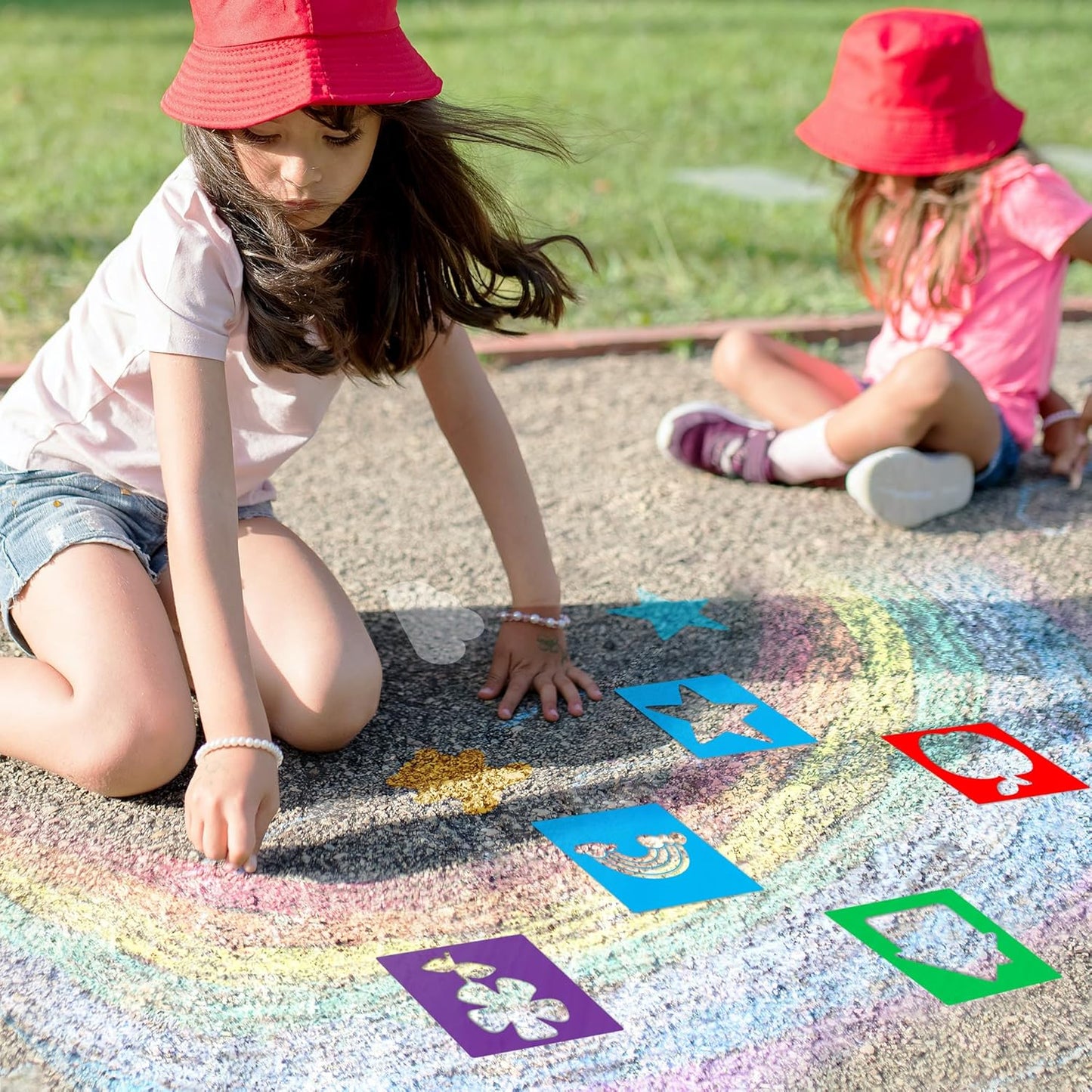 24 Pieces Stencils for Kids,Large Drawing Stencils Chalk Template,8 Inches Washable Shape Template Kit for Crafts,Painting Drawing for Kids Toddlers Preschool(Primary, 8 inch)