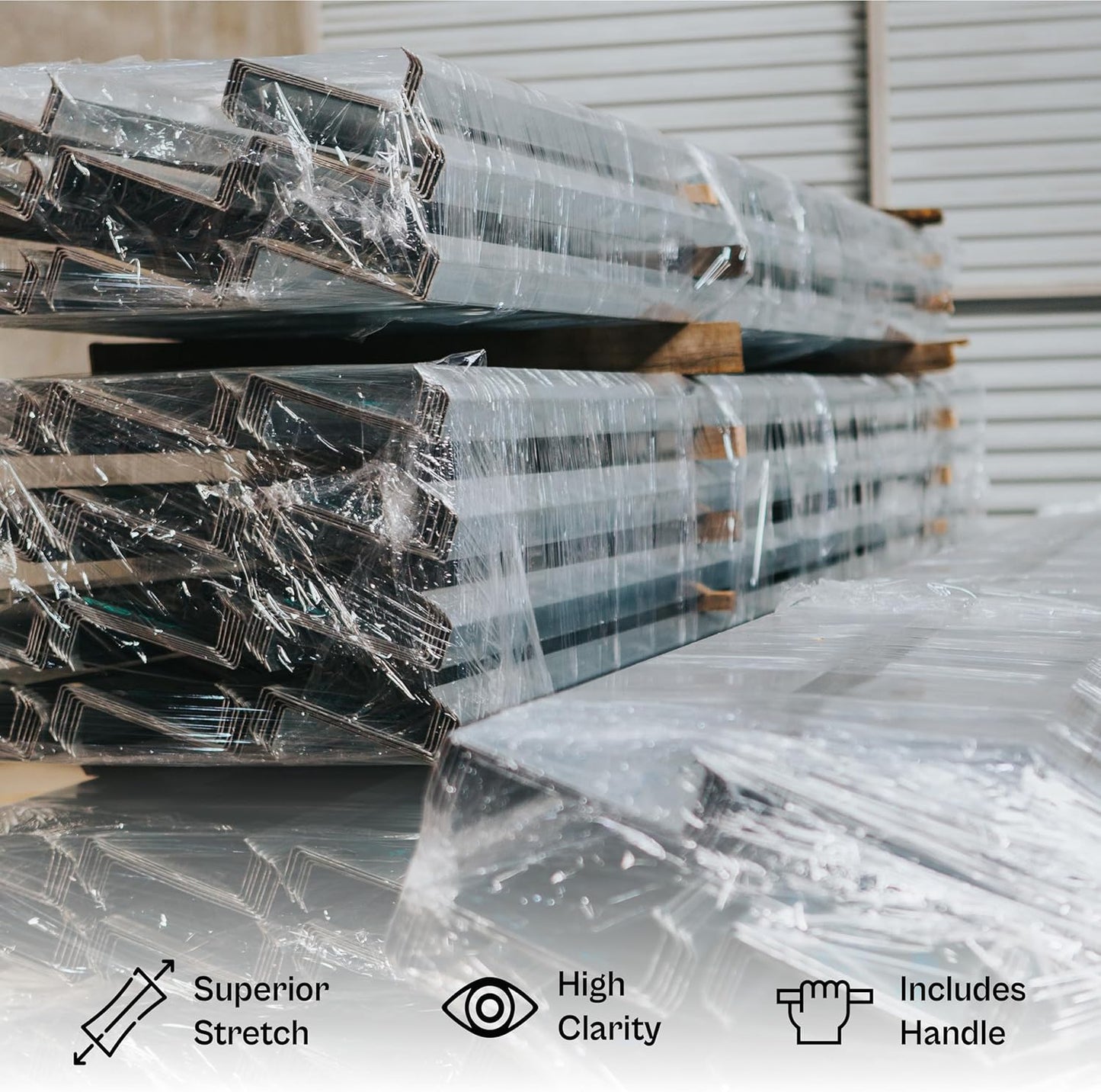 PSBM Mini Stretch Wrap with Handle, 12 Pack, 5 Inch x 1000 Feet, 90 Gauge, Clear, Small Plastic Cling Film for Pallets Moving Storing