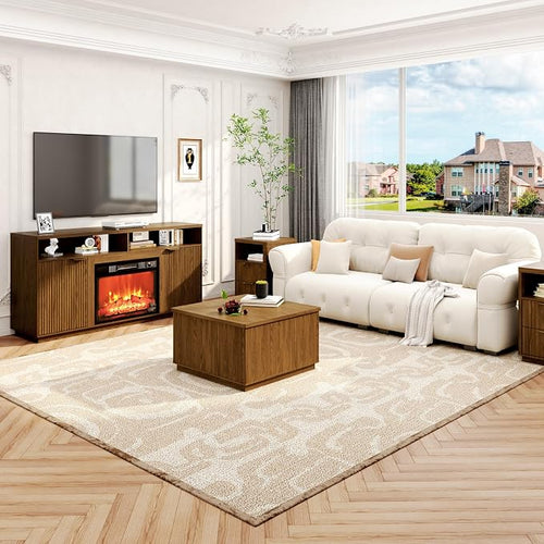4-Piece Fluted Living Room Set Includes 31.5" Fluted Lift Top Coffee Table - Image 2