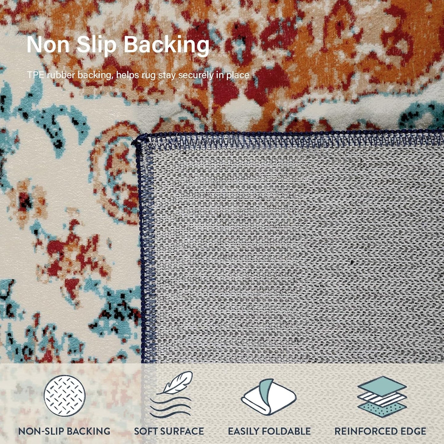 Lahome Bohemian Floral Medallion Runner Rug - 2'8" x 8' Oriental Distressed Hallway Runner Rug Country Vintage Washable Non-Slip Laundry Carpet Soft Low-Pile Indoor Mat for Entryway Bedside Decor