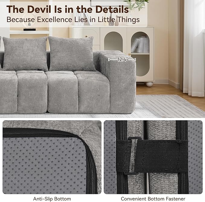 160" Boneless U-Shaped Sofa Couch - Image 3