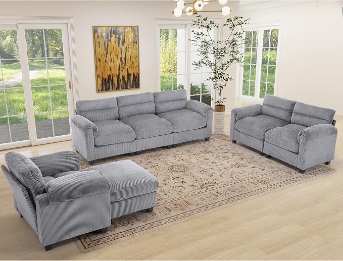 HAOMARKETS Corduroy Sofa Set, Upholstered Armchair - Image 7