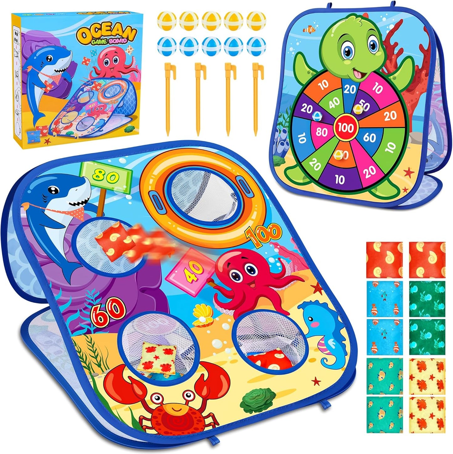 Animal Bean Bag Toss Game Toy Outdoor Toss Game, Family Party Party Supplies for Kids, Gift for Boys Birthday or Christmas for Toddlers Ages 3 4 5 6 Year Old