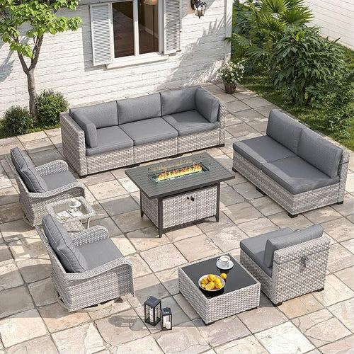 8-Seat Outdoor Wicker Patio Furniture Set by MASIONBACKYARDS