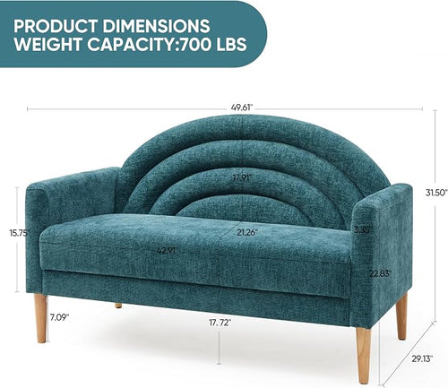 49" Small Loveseat Sofa for Small Spaces, Mid Century Modern Sofa, Linen - Image 2