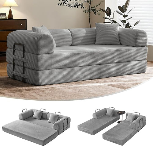 79" Convertible Sofa Bed with Fixed-Shape Frame & Removable Armrests, Modular by SAVENICA