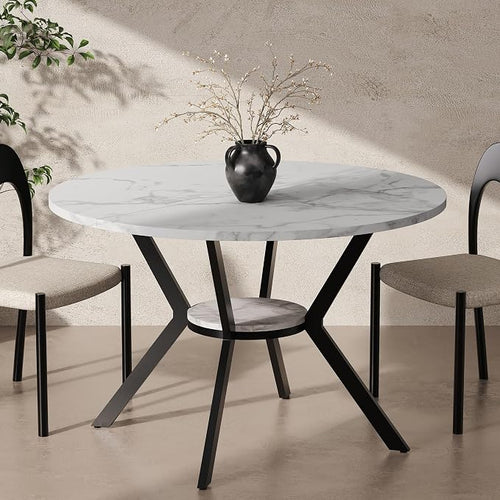 42" Round Dining Table for 2-4, Modern Kitchen Table by MECHYIN