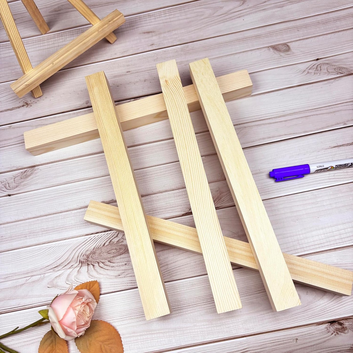 Square Wood Dowels Wooden Dowel Rods for Crafting 1" x 12", 5 PCS Square Wood Sticks for Crafts, Unfinished Pine Hardwood Sticks for Woodworking Models Making Dollhouses Miniatures