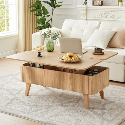 3 in 1 Lift Top Coffee Table, Fluted Convertible Coffee Tables Converts to by ORRD