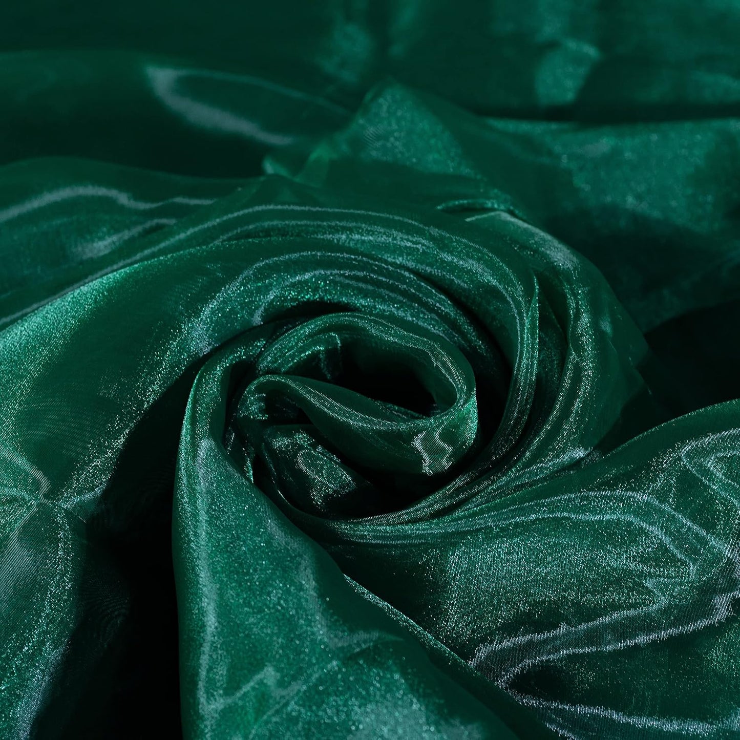 Fynite Organza Fabric | 1 Yard Long | 44" Wide | Bridal Solid Organza Bolt for Wedding Dress Fashion Craft Decorations - Silky Shiny Sheer Organza - Hunter Green