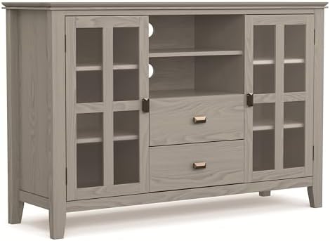 SIMPLIHOME Artisan 53" Wide Solid Wood TV Stand in Fog Grey by SimpliHome