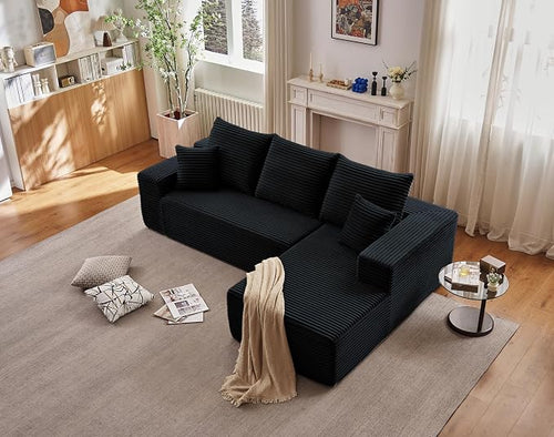 95" Cloud Sectional Couch with L-Shape Chaise, Modern Cloud Couch with Deep Seat by ODUWA