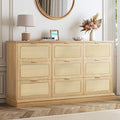 HUAHUU 9 Drawer Dresser for Bedroom, 60 Inch Long Dressers & Rattan Chest of by HUAHUU