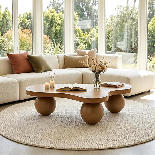 46" Cloud Coffee Table with 3 Ball Legs, Modern Irregular Center Table - Image 2