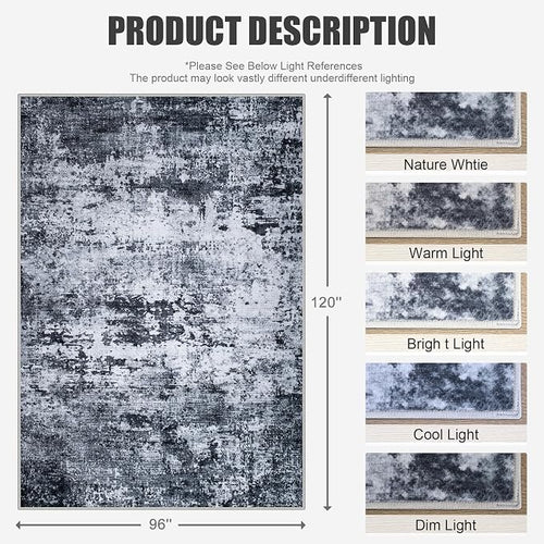 8x10 Area Rug Living Room Rug: Washable Modern Abstract Soft Thin Rug Indoor - Image 2