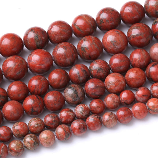 36PCS 10MM Natural Red Seasame Jasper Stone Beads Energy Healing Beads for DIY Jewelry Bracelet Necklace Making for Jewelry Making 15Inch