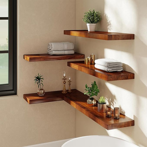 36 Inch Teak Floating Shelves Set of 2 - Image 2