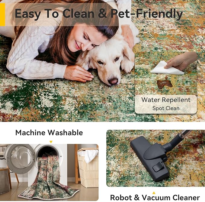 RELEANY Washable Area Rugs 4ft Non-Slip Modern Abstract Soft - Image 5