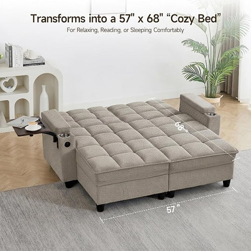 70.9" Chaise Lounge Chair Indoor, Oversized Boucle Upholstered Sofa Bed - Image 2