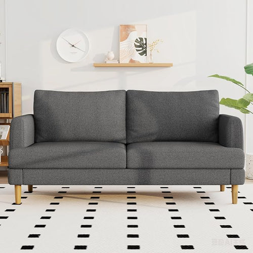 70" Modern Loveseat Sofa with USB Type-C Ports, Linen Fabric 2-Seater Deep Seat by LivingGiving