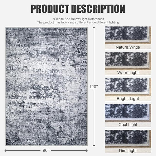 8x10 Area Rug Living Room Rug: Washable Modern Abstract Soft Thin Rug Indoor - Image 2