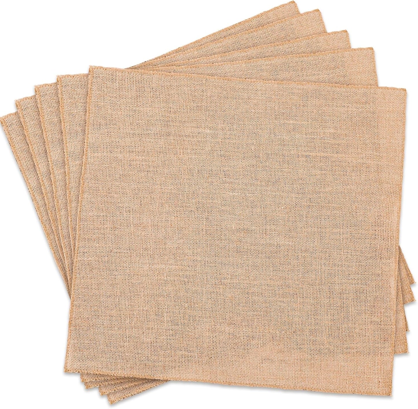 Preboun 5 Pcs Burlap Squares Multipurpose Natural Burlap Placemats Bulk for Farmhouse Home Party Wedding Table Cover Centerpieces Craft Supplies(20 Inch)