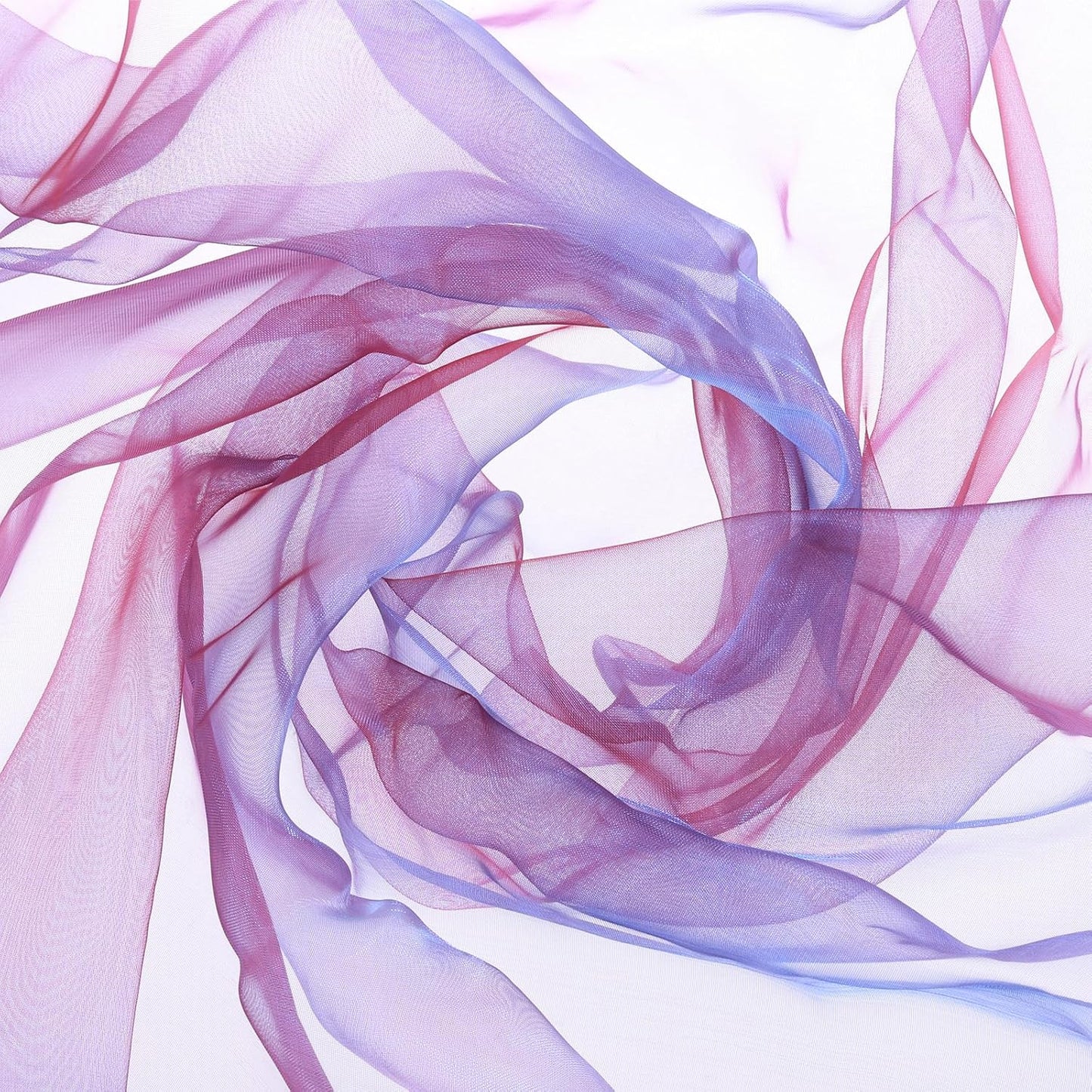 MECCANIXITY Iridescent Sheer Organza Fabric, 2 Yards x 59 Inches Solid Holographic Shiny Fabric Organza Cloth for Wedding, Curtains, Costume, Photo Background, Gradient Sapphire Blue Red