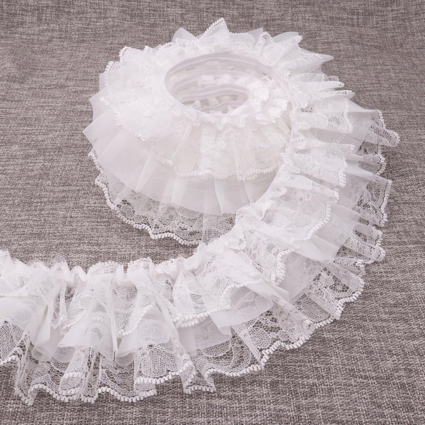 White Ruffle Lace Trim Elastic Trim for Bridal Wedding Decoration Sewing and Crafts (AIETSYEI)