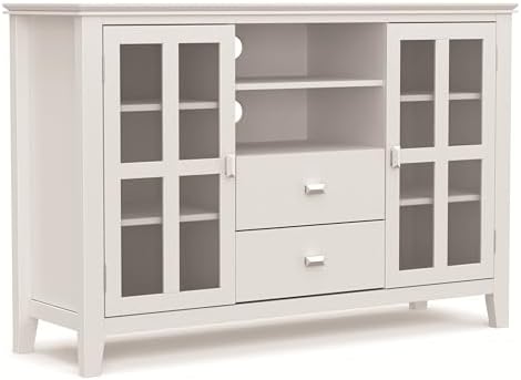 SIMPLIHOME Artisan 53" Wide Solid Wood TV Stand in White by SimpliHome