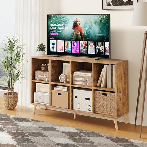 8-Cube Bookshelf 2 Tier Retro Bookcase - Image 2