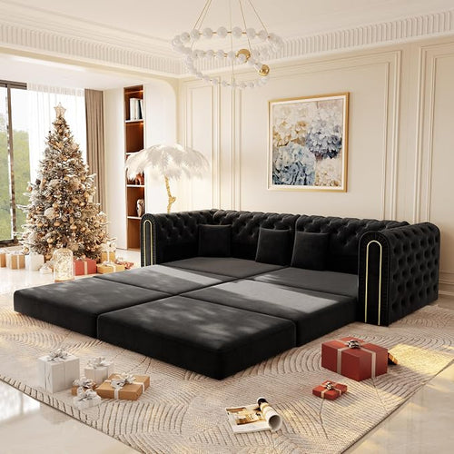 90.6'' Velvet Folding Floor Sofa Bed by Unknown