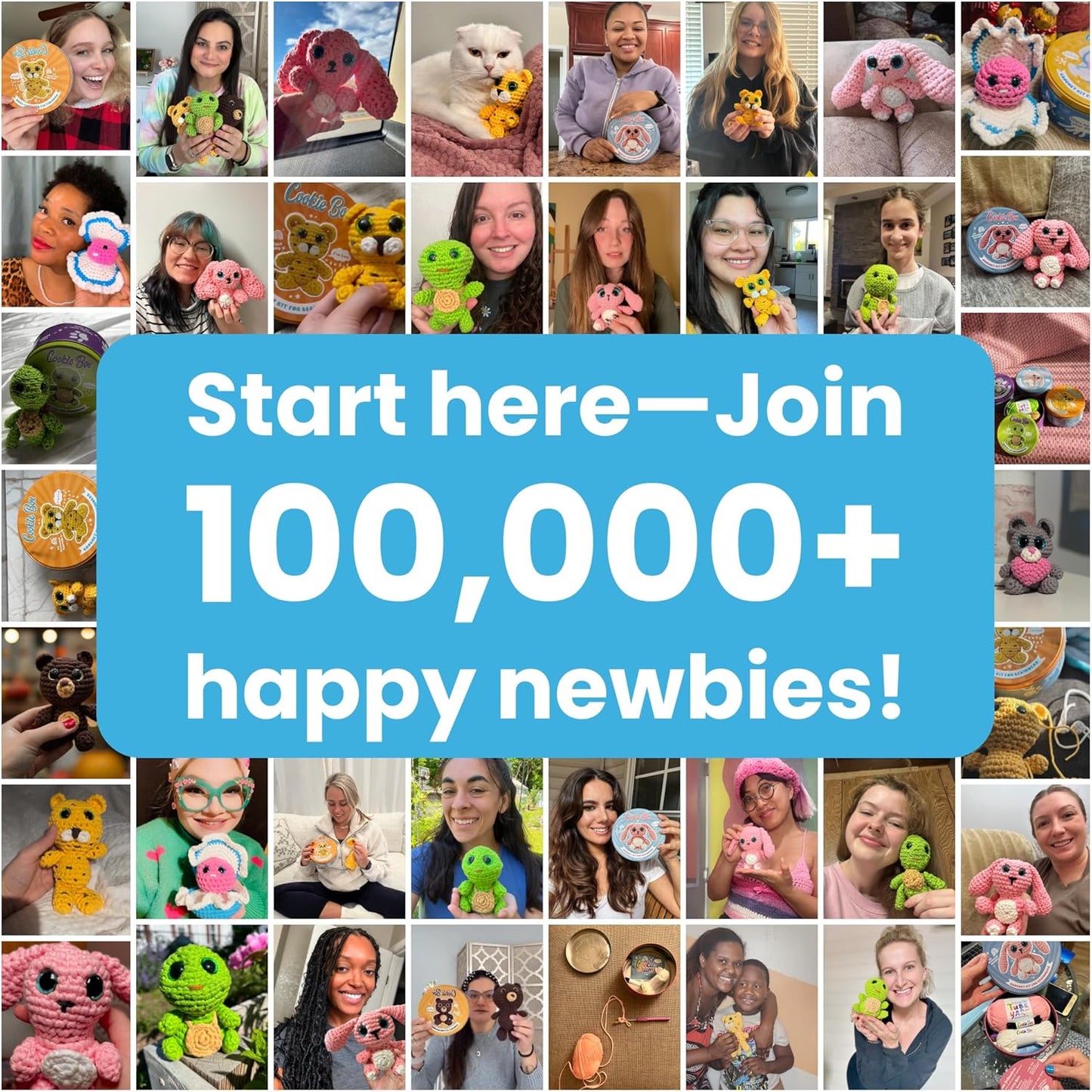 Cookie Box Crochet Kit for Beginners – Gift Set to Make Leopard Leo Amigurumi Plushie – Easy DIY Crochet & Knitting Starter Kit with Video and PDF Tutorials